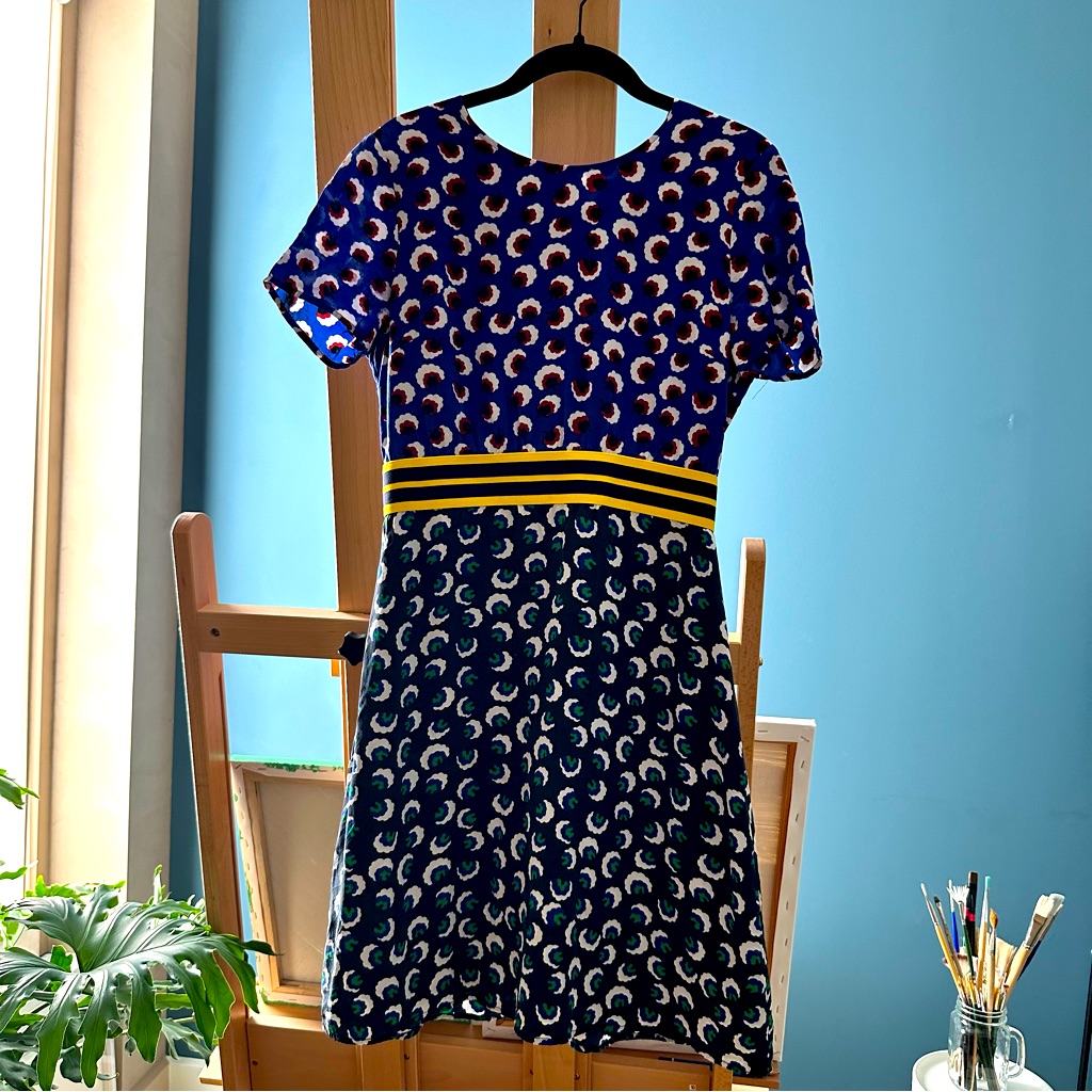 Stella Mccartney Blue Multi Mixed Floral Print Short Sleeved Silk Midi Cocktail